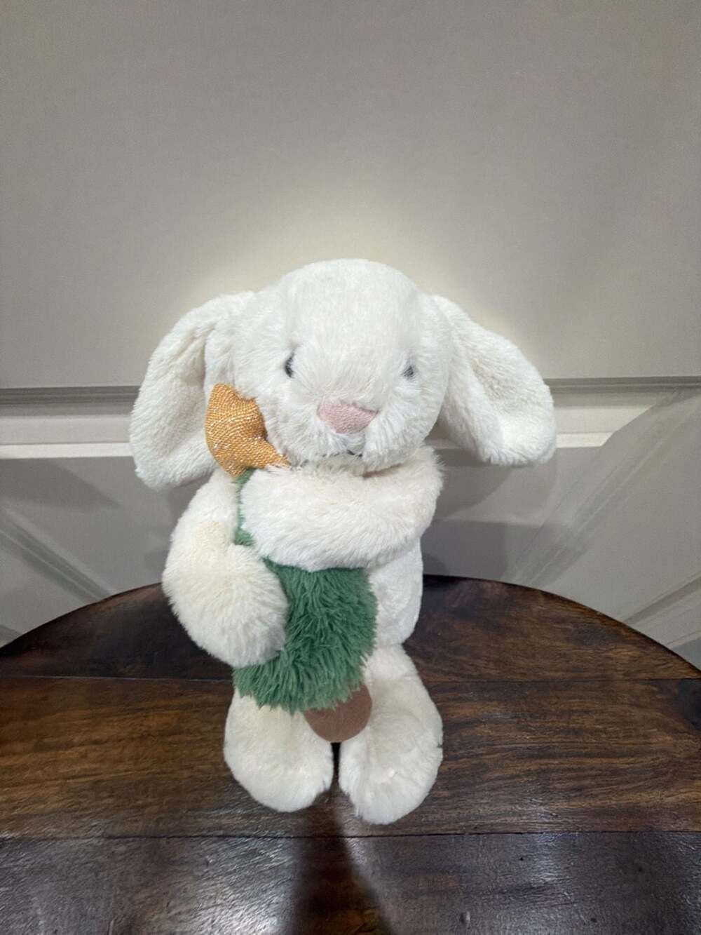 Vintage Jellycat Bashful Bunny With Christmas Tree Plush Stuffed Animal